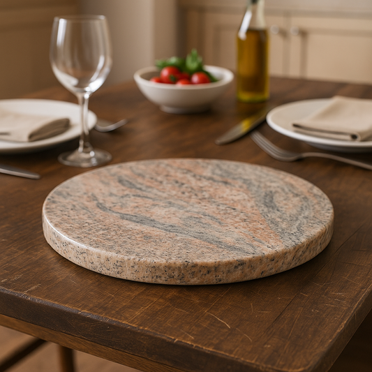 Round Granite Serving & Cutting Board – 30 cm Handmade Stone Platter