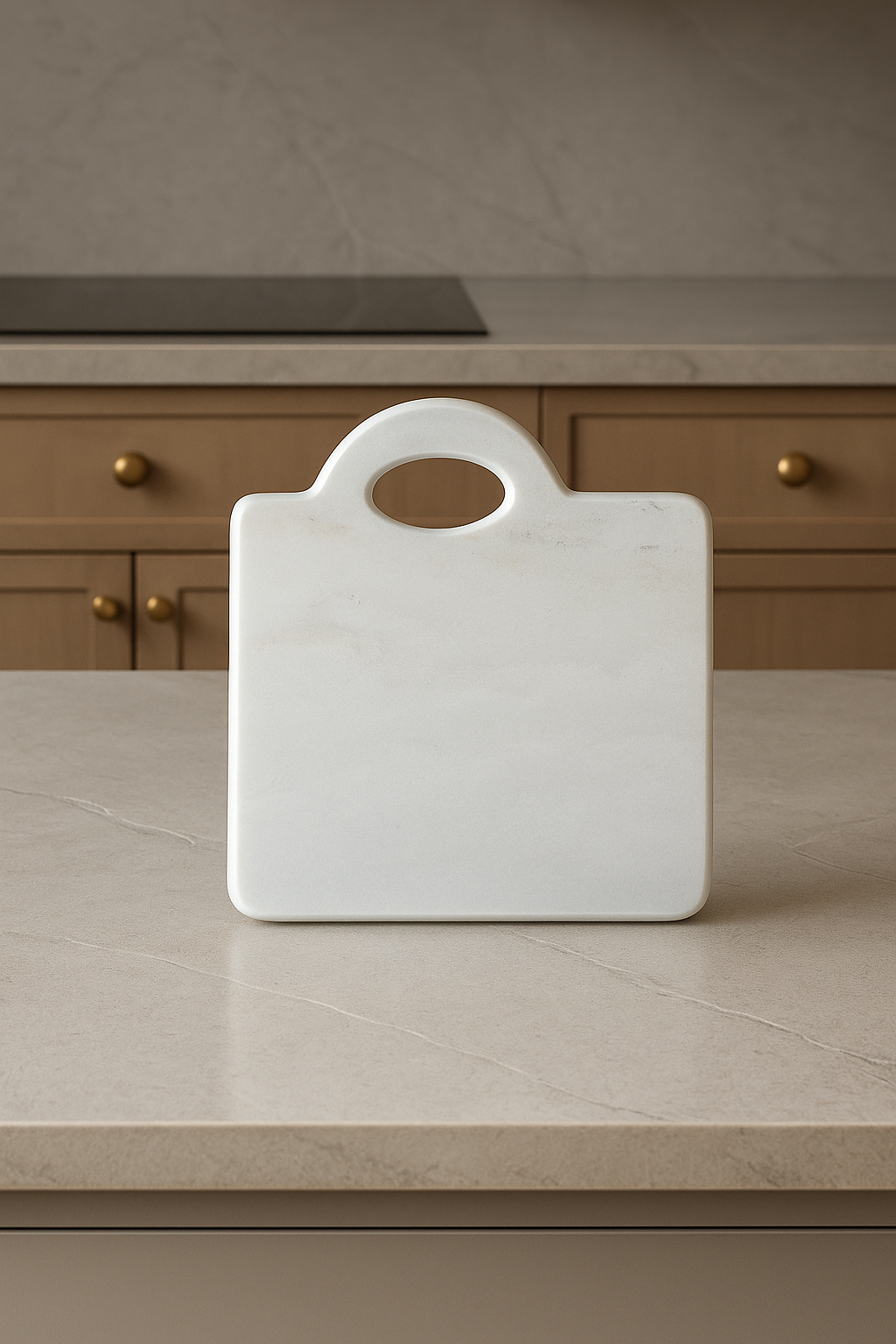 Accessorio da tavola in marmo bianco 30x25 cm, robusto e raffinato