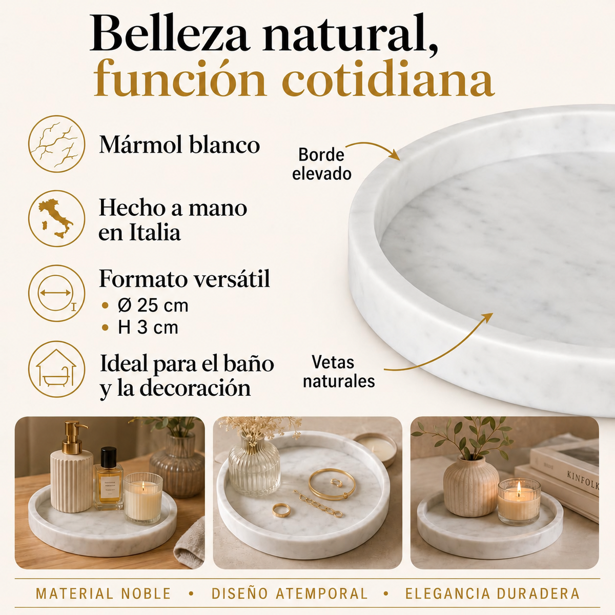 Plato de mármol de Carrara: características y medidas