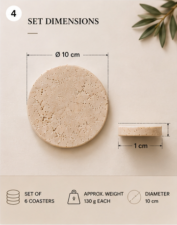 Set of 6: diameter 10 cm, thickness 1 cm