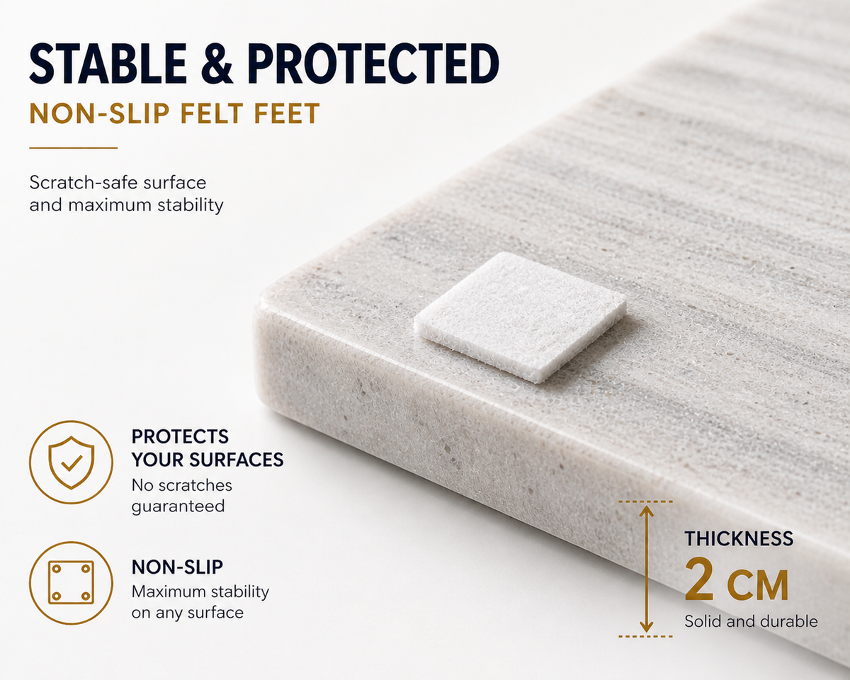 White marble serving board 40 × 30 × 2 cm