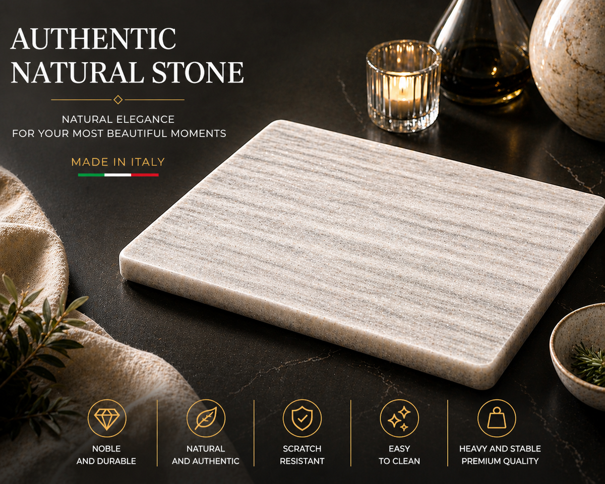 White marble serving board 40 × 30 × 2 cm