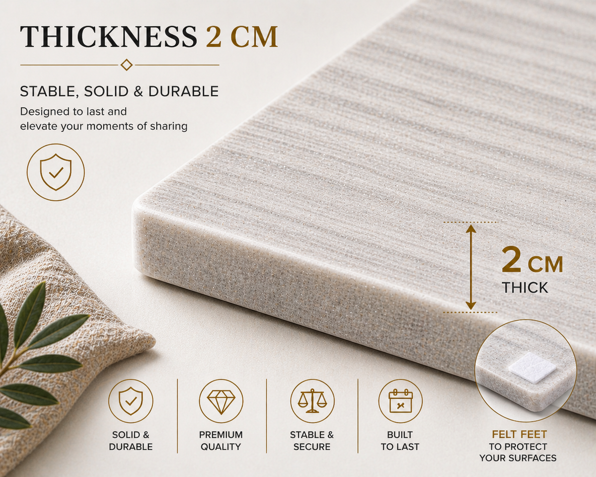 White marble serving board 40 × 30 × 2 cm