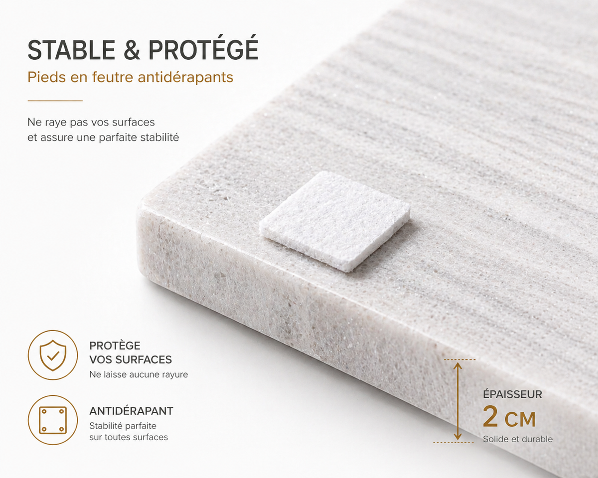 Planche en marbre blanc 40 × 30 × 2 cm